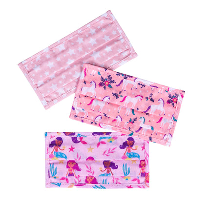 Pink & Gold Stars, Magical Unicorns & Groovy Mermaids Face Masks