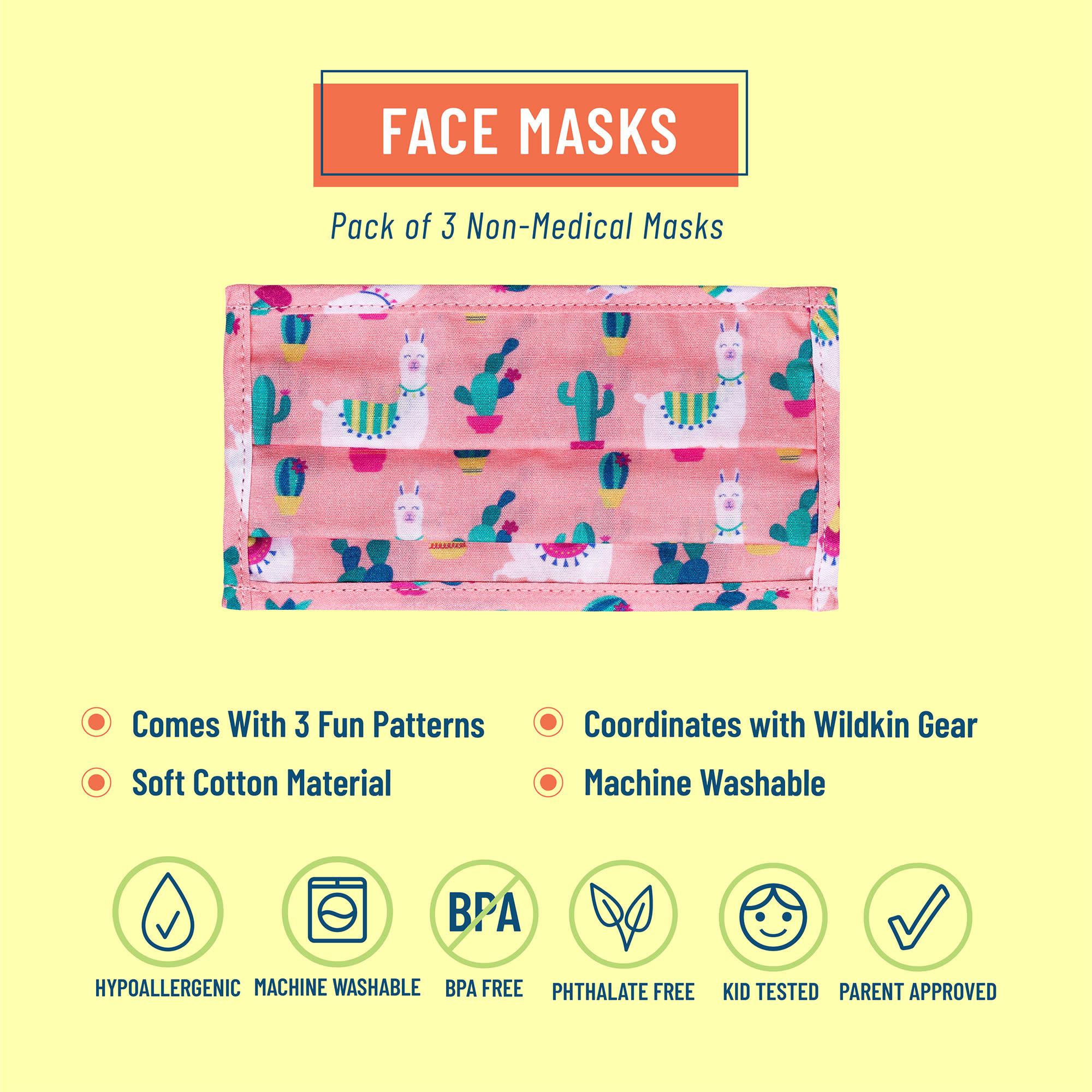 Unicorn, Butterfly Garden & Pink Llamas Face Masks